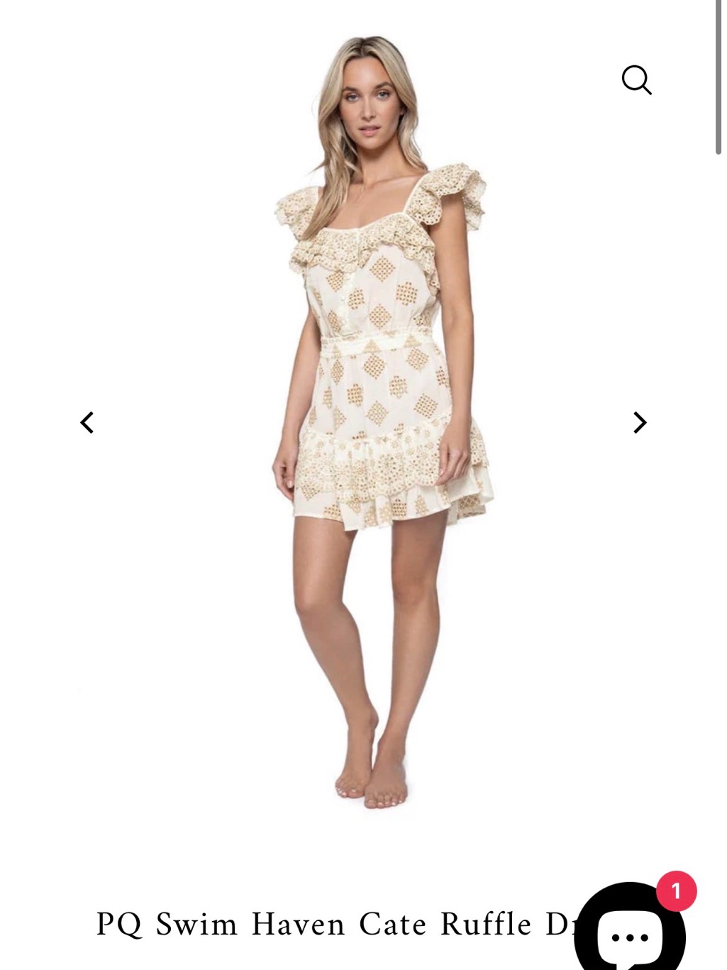 Nwt Pq Swim Cream Ruffle Mini Dress